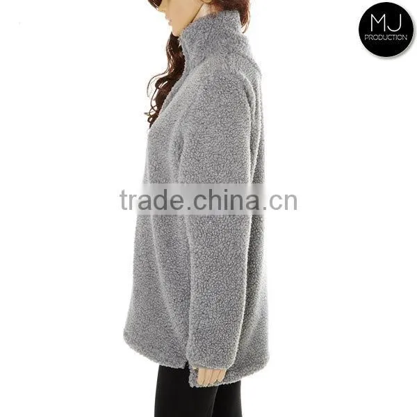 Factory Winter Cozy Women Blank Sherpa Fleece Pullover