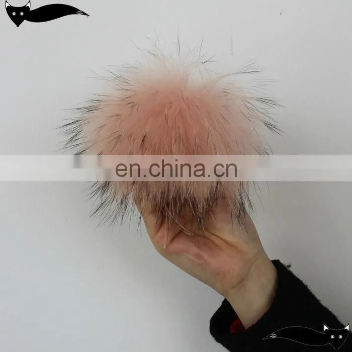 Genuine chintz rose 13cm raccoon fur pom poms