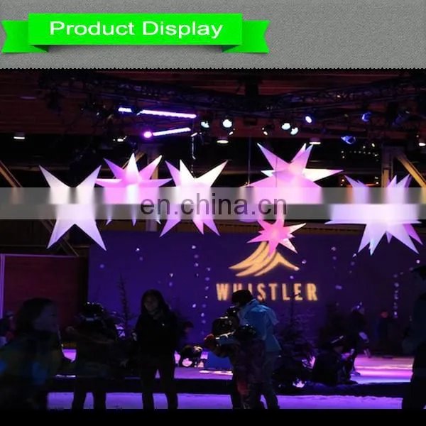 Best selling muti-color LED inflatable hang star, christmas decoration lighted star, LED wedding star for sale