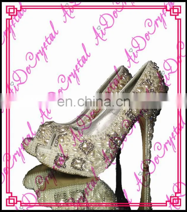 Aidocrystal Hot Sale New Design White Pearl sandals 6cm peep toe High Heel for Women Wedding Party Shoes