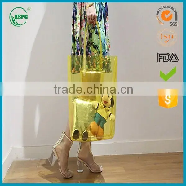 colorful clear pvc shopping plastic bag with handle
