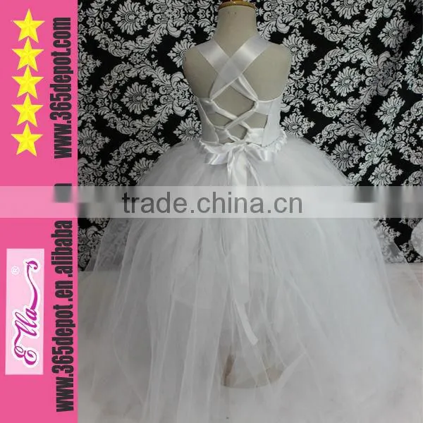 For normal occasion girls' halter top pure white dress