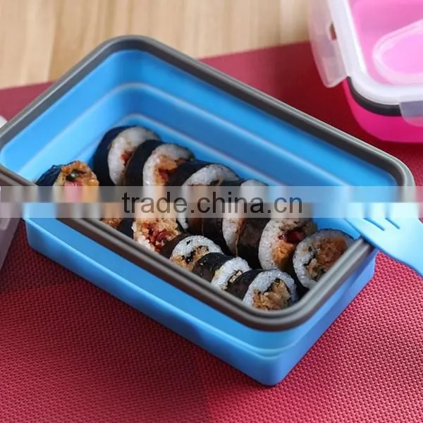 SILICONE FOLADING LUNCH BOX WITH SPOON/CHOPSTICKS(1000ML)