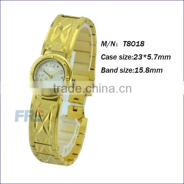 Golden copper case watch with bracelet T8018
