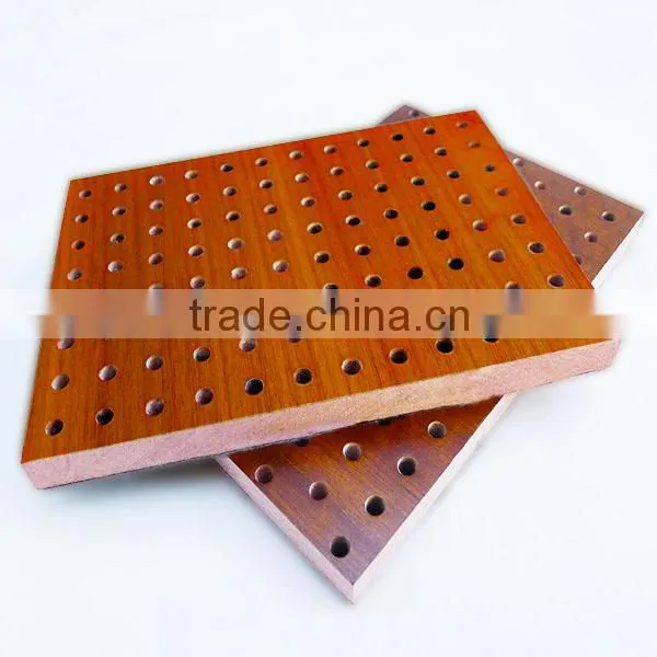 Perforated wood acoustic wall panels