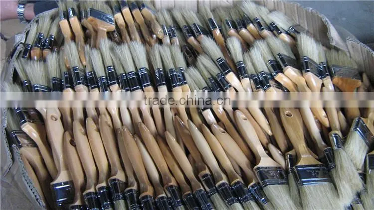 Round natural bristle brush hog paint brush rubber handle 18mm 25mm