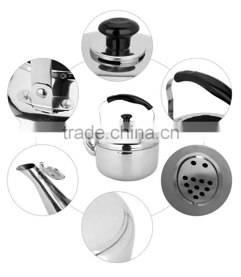 Kitchen ware stainless steel silver whistle kettle 4L