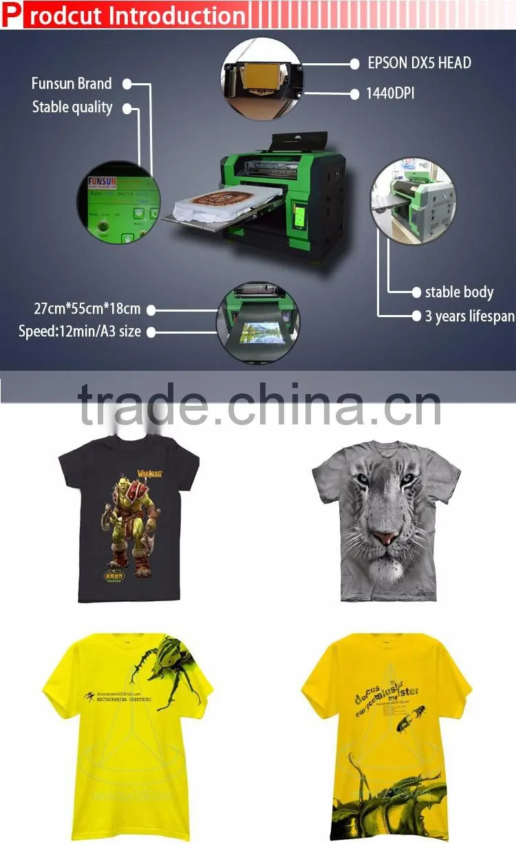 Hot automatic small size A3/A4 size t shirt printer