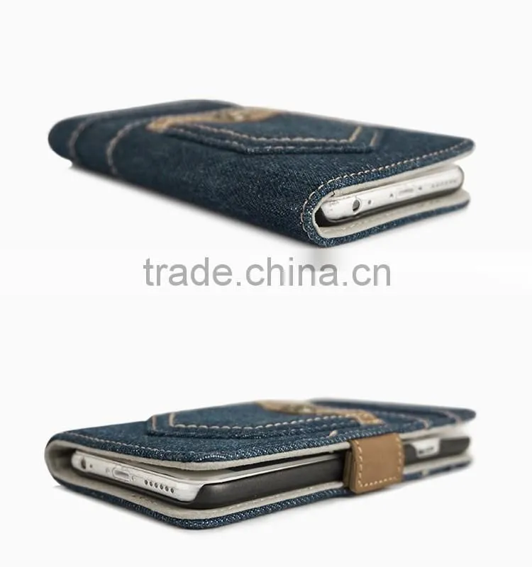 Denim Jean Mobile Phone Case With Card Slots for iPhone 6
