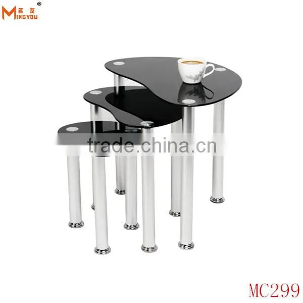 modern glass top chrome sofa side table