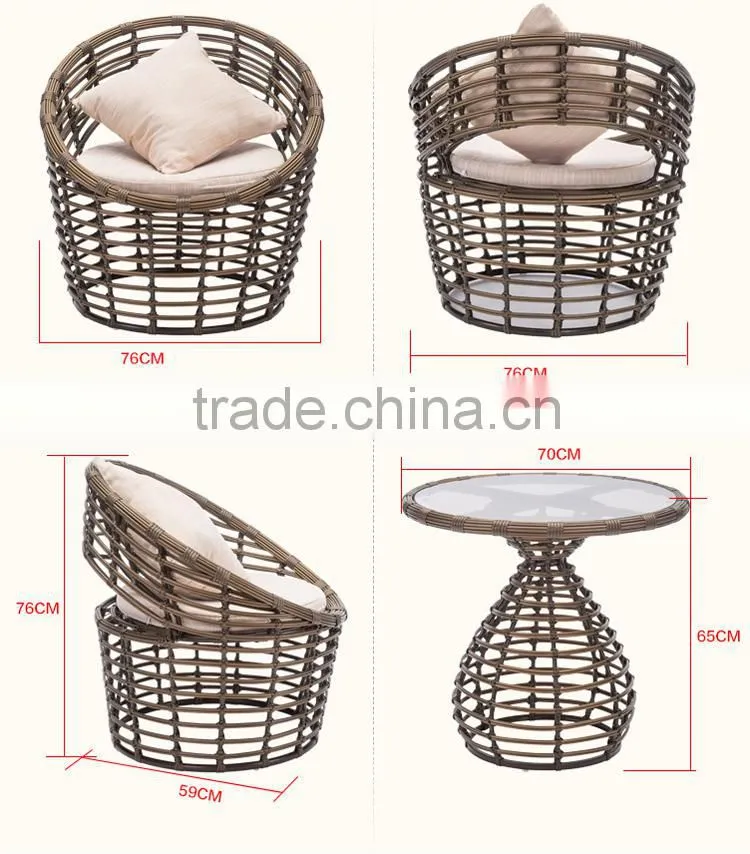 Outdoor Leisure Dining Table Set Garden Wicker Egg Chair Rattan Furniture Italian Design