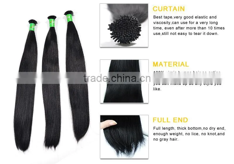 Virgin Remy Indian Human Hair Extensions I Tip Silky Straight Hair