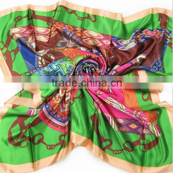 promotional most beautiful lady quare silk colorful shred scarf