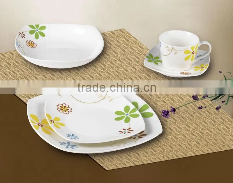 20pcs square decal porcelain dinner set, hotsale dinner set