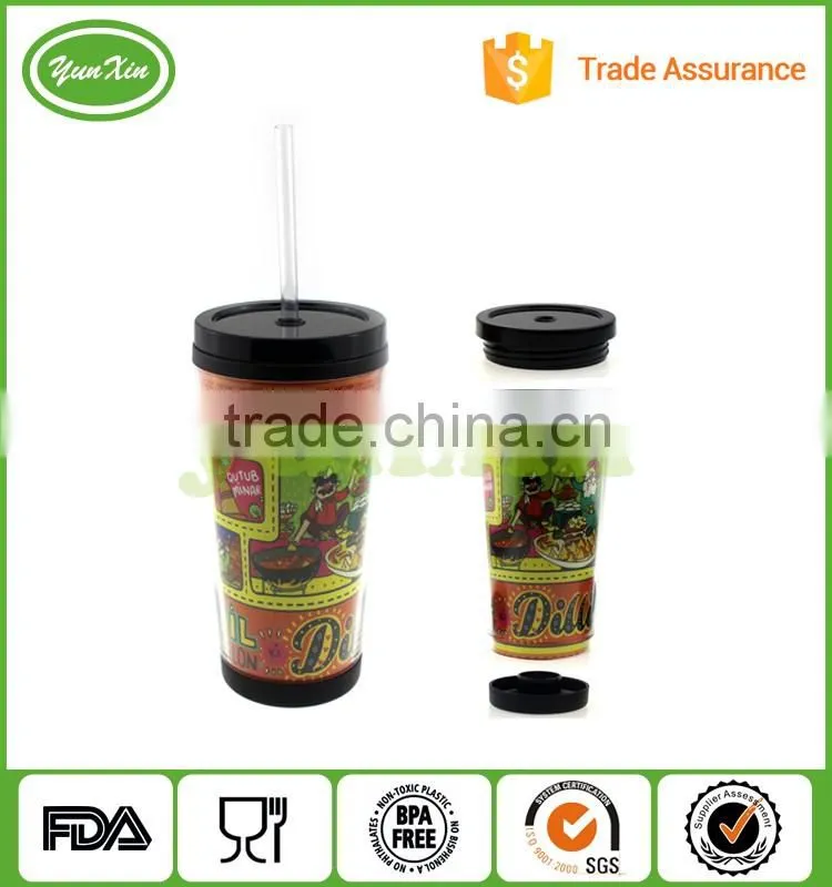 450ML Popular promotional Customized plastic tumbler beverage cup