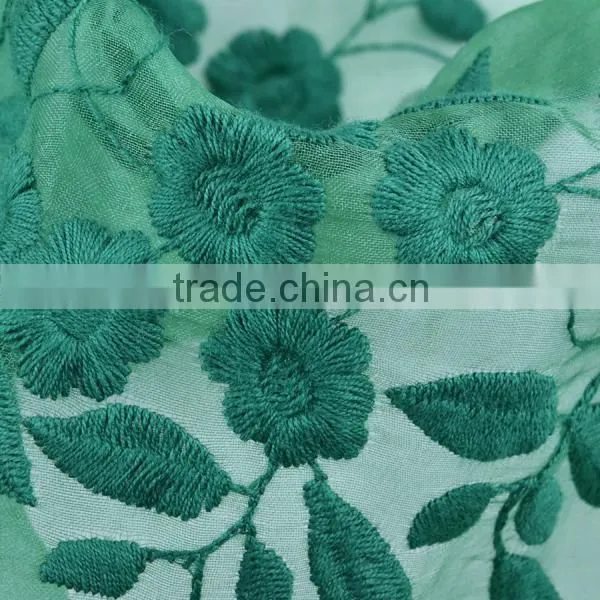 100% Polyester 3D printer organza fabric with multicolor embroidery flower