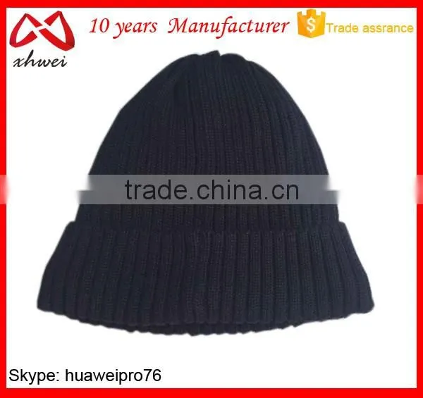 Winter Ribbed Knit 100 Cotton Blank Beanie Hat