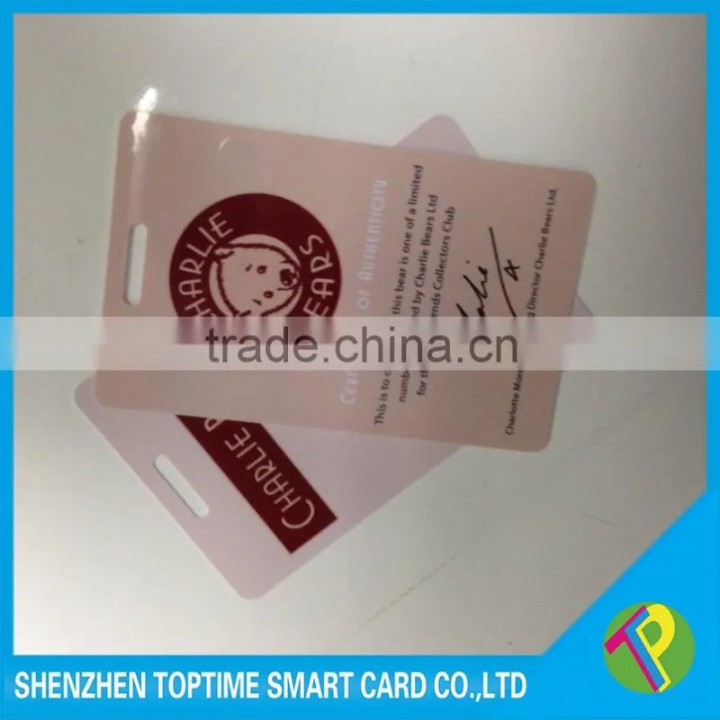 Hole punched PVC plastic ID card