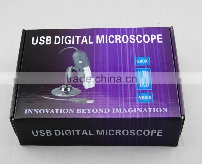 1.3MP image sensor digital USB microscope with 200X magnification