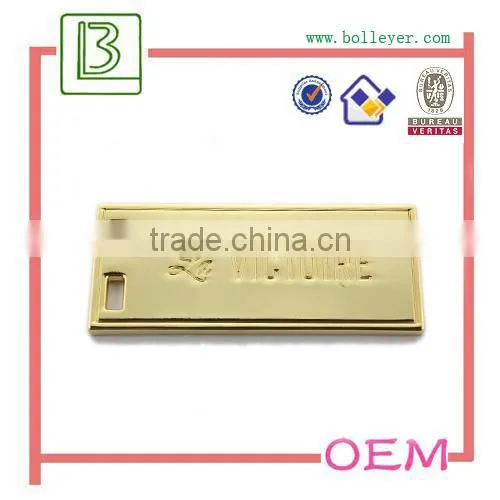 high gloss metal custom handbag logo labels