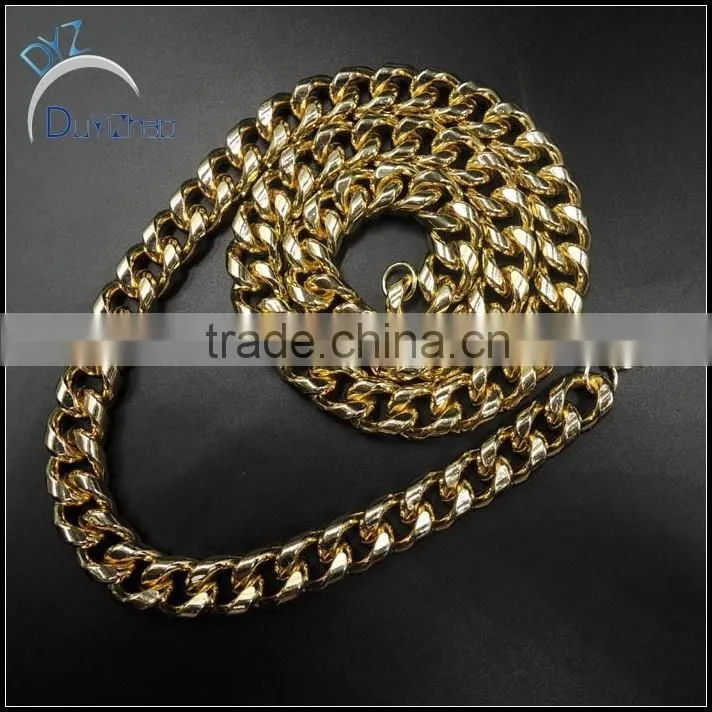 factory 14k plated gold men's hip hop cuban chains necklace