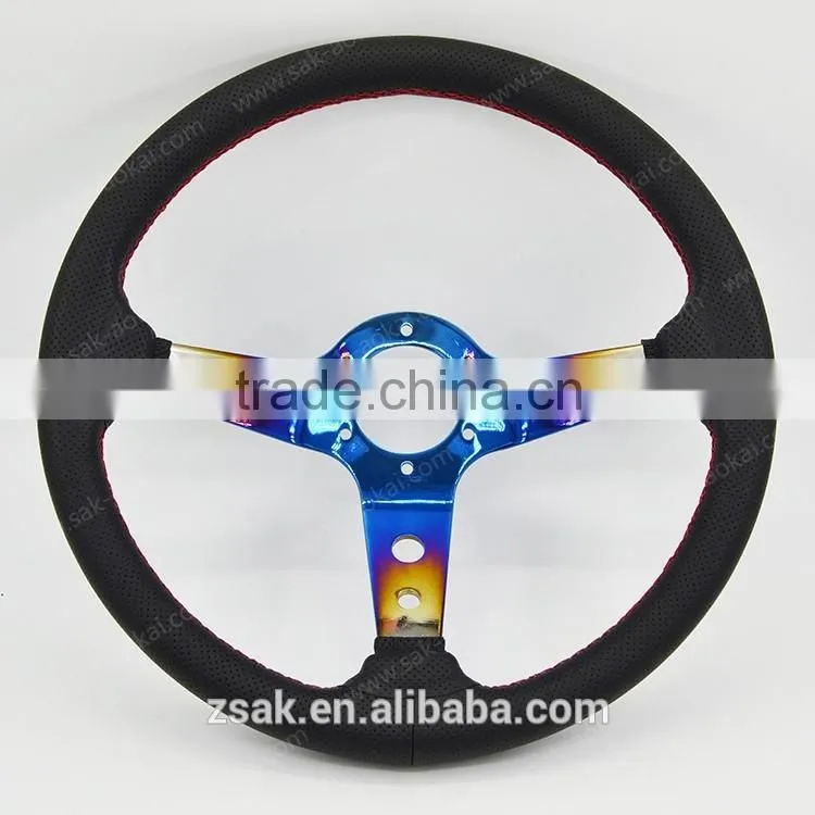 14 inch genuine leather neo chrome steering wheel