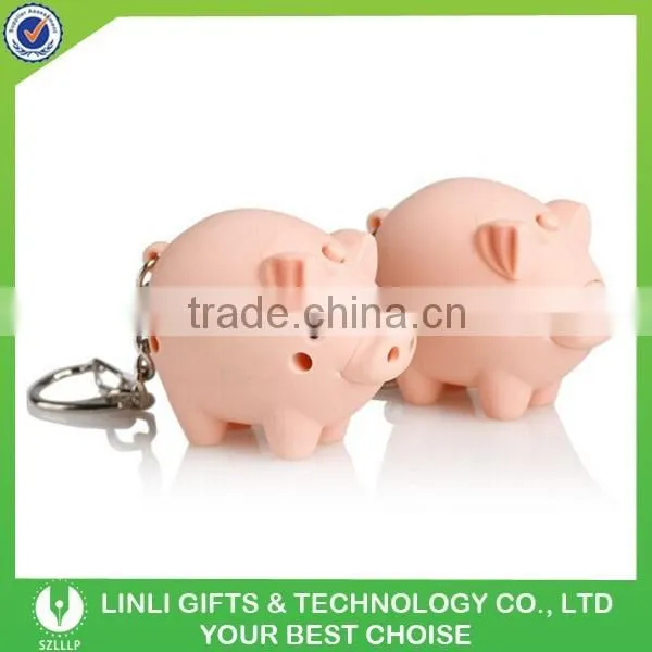 Kids Promotional Items Led Sound Little Pig Keychain,Led Pig Key Ring,Led Pig Key Chain