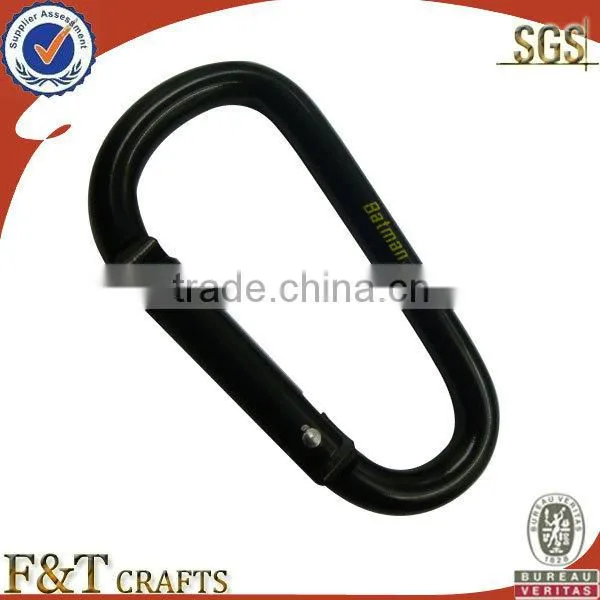 wholesale black climbing clips metal custom carabiner with custom laser logo