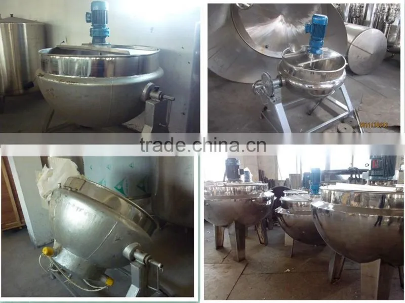 Industrial stainless steel steam jacketed kettle with agitator