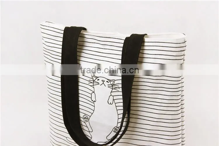 Navy Strap Style Cotton Canvas Tote Shopping Bag