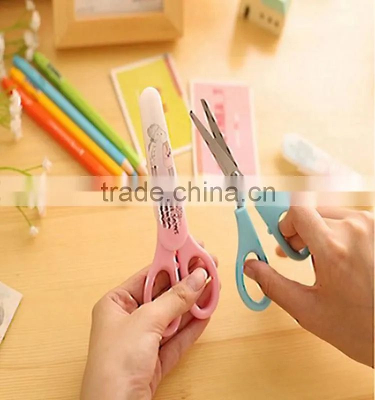 Cute plastic student cut scissors stainless steel artists accessories office scissors