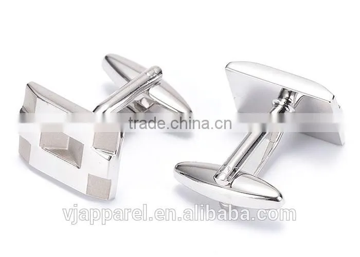 Laser Carved Rhodium Cufflinks