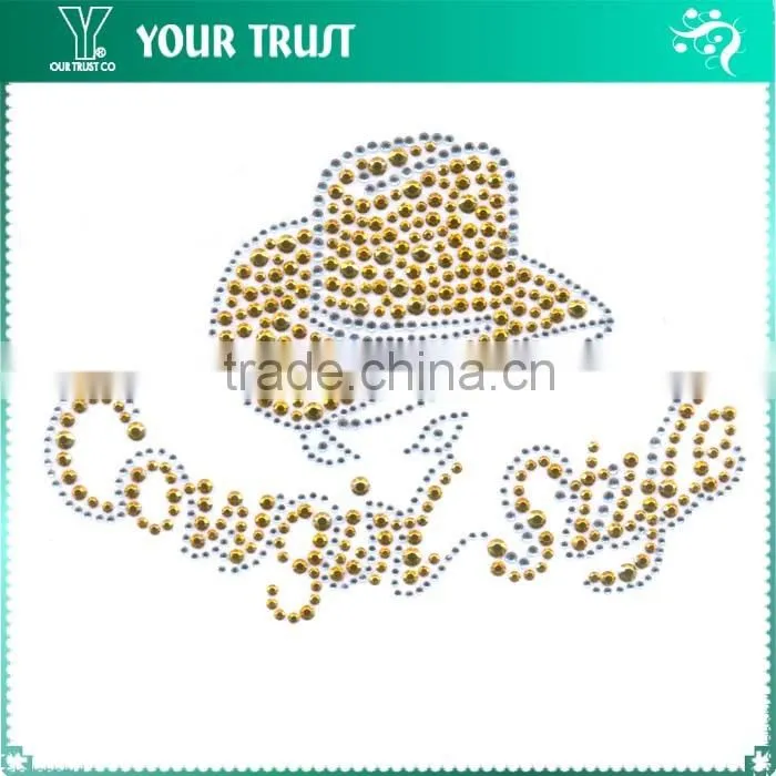 Clear Crystal Riding Bicycle Countryside Iron-on Hot Fix Motif Rhinestone