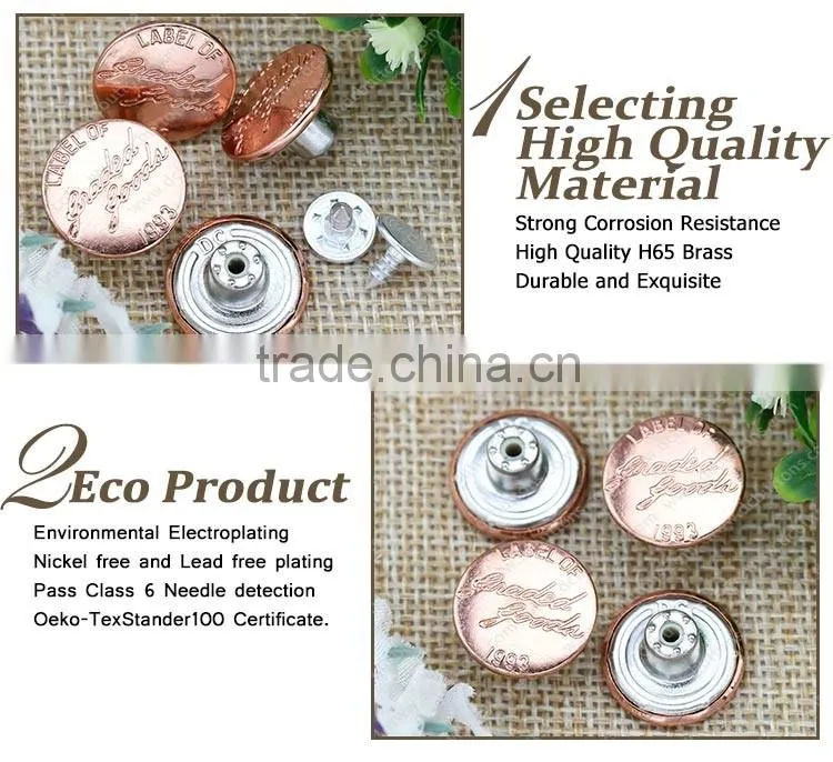 Furniture guangzhou Vogue Custom Made Metal Jeans Button for leather jacket