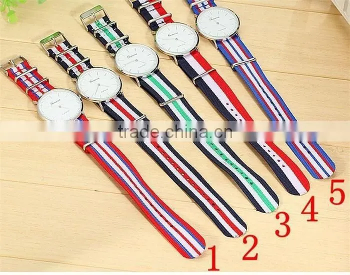 hot style fashion design watch business nylon tape ultra-thin stripe watch silicone sports watch