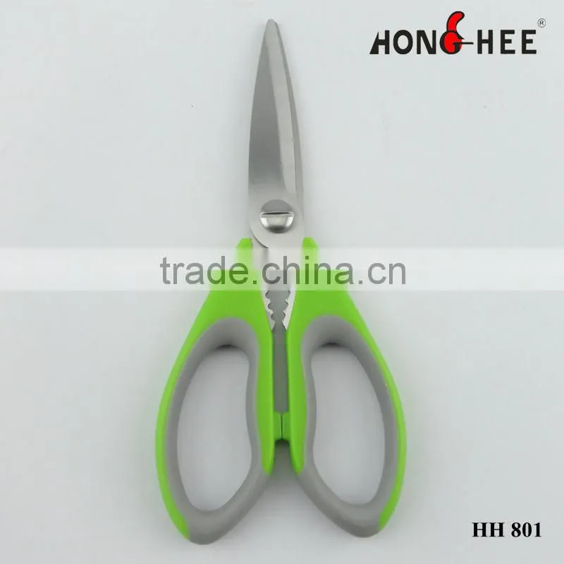 Stainless steel double injection handle kitchen scissors