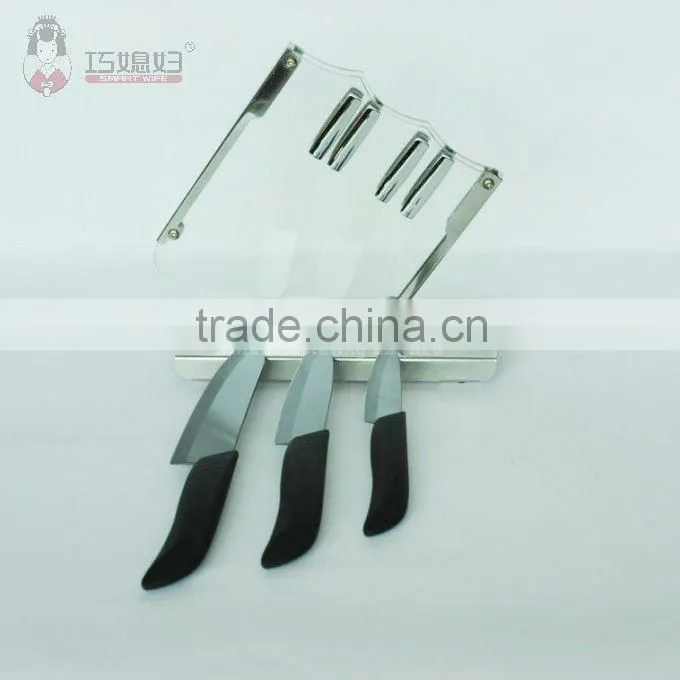 Hardest blade black TPE soft touch handle ceramic knife sets