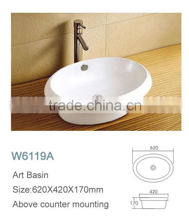 Bathroom ceramic square high above counter art wash basin