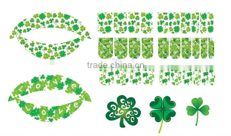 New Green clover nail art artificial lady strips