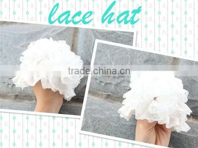 hot sale! beautiful peach princess lace hat for kids