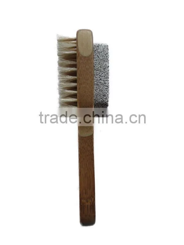 Bamboo nail brush with pumice stone