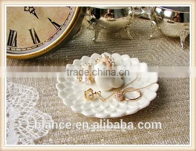 antique white porcelain plate with small bird in middle