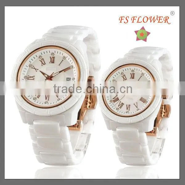 Fashion Ceramic Watch Sapphire Crystal Ceramic Watch Japan Movt 3 ATM Butterfly Cuckle Couple Watch