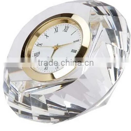 2016 Crystal section diamond shape crystal clock