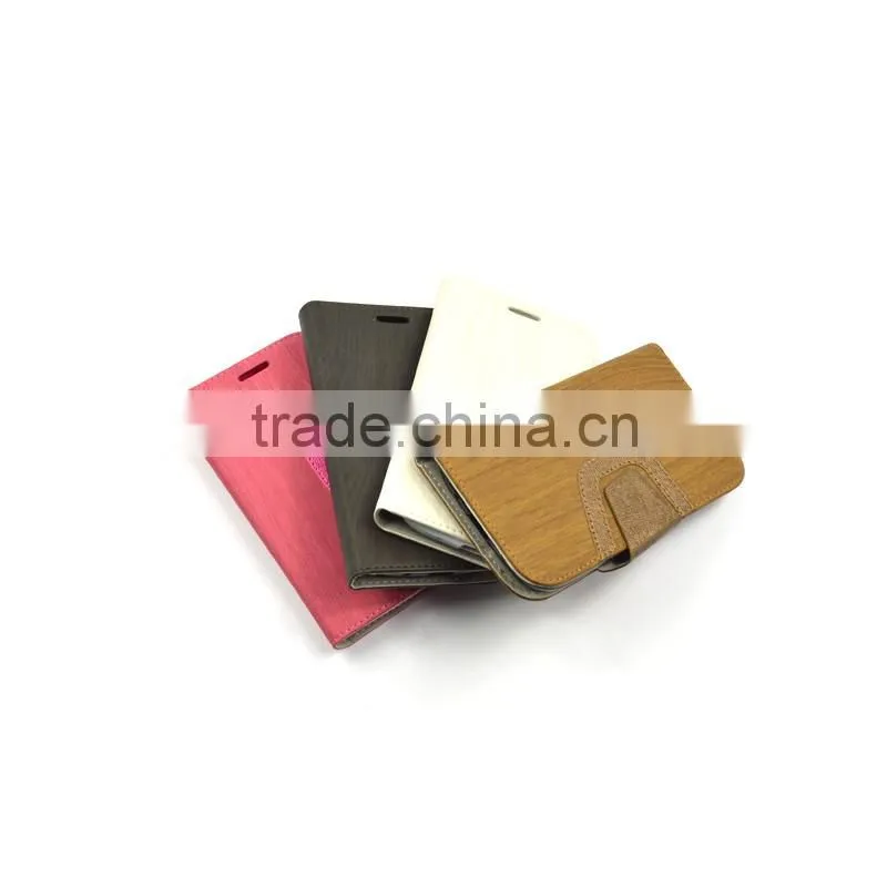 2016 Hot Sales PU Leather Case for iphone6 by Wooden Lines Grain and Suitable for Business Man with Card Slots and Big Magnet