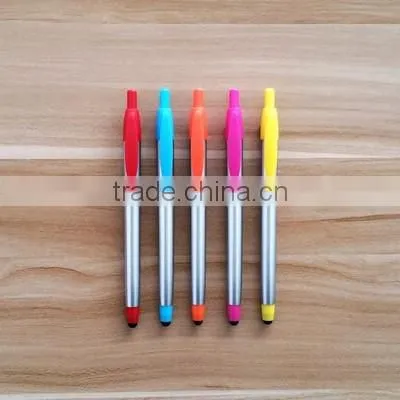 spray silver barrel click ballpen with stylus touch