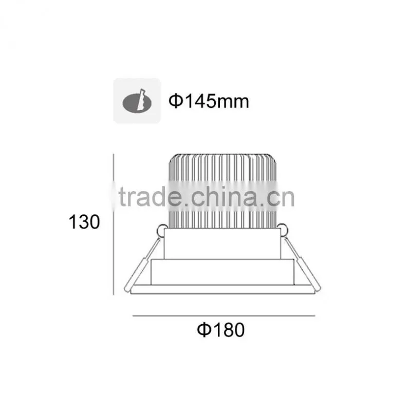 Bridgelux COB High Lumen Clear Diffuser 30w Led Downlight TEC002D30WCN