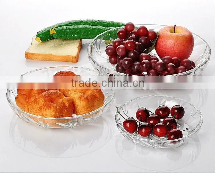 Manufacture clear glass dinner fruit plate embossed