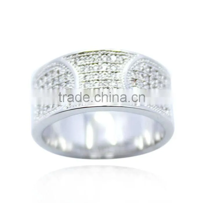unisex fashion 925 sterling silver ring micro setting round shape ring