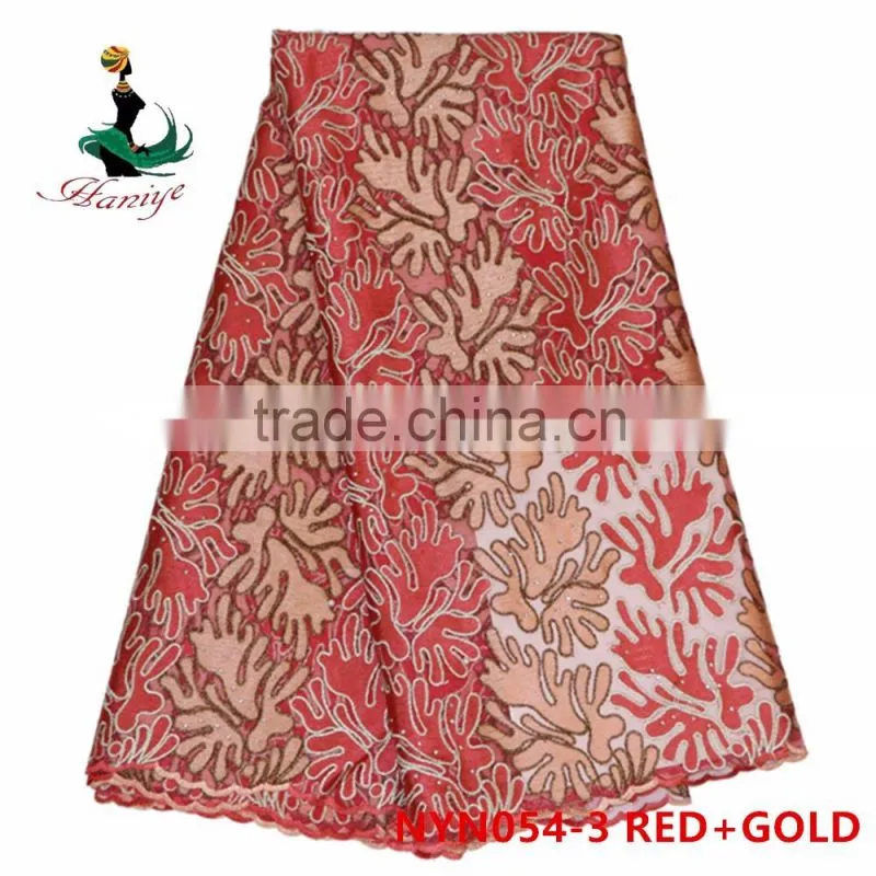 2016 Haniye Wholesale cheap African tulle lace fabrics for wedding dress/NYN54